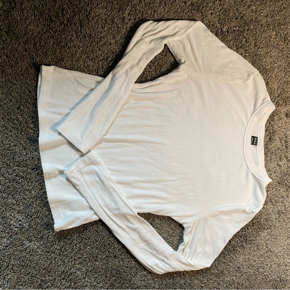 SHEIN Cream Fitted Long Sleeve Tee
